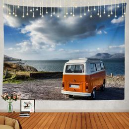 Tapestries Vintage Camper Large Tapestry Wild Way Bus Hippie Wall Hanging Decorations Bedroom Lifestyle Blanket