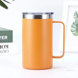 2024 24OZ Print Coffee Mug with Handle Custom Double Wall Stainless Steel Vacuum Flask Cup Stainless Steel Water Bottle