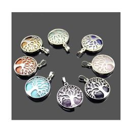 Pendant Necklaces Jln Gems Pattern Pendants Natural Lazi Stone Turquoise Lapis Reiki Jewellery For Drop Delivery Dhazh