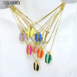 Pendant Necklaces 10 Pcs Fashion Colourful Shell Shape Necklace Lovely Jewellery Womon Sunmmer Colour Women Neckalce 52545