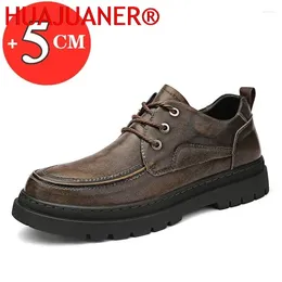 Casual Shoes Flat /5CM Height Increase Men Soft Comfort Elevator Leather Outdoor Walking Flats Zapatillas Hombre