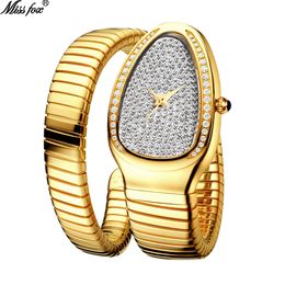 Other Watches Unique Snake Shaped Women'S With Fashion Luxury Brand Ladies Watch Diamond Bracelet Girl