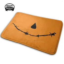 Carpets Barbed Wire Pumpkin Smile 3D Soft Non-Slip Mat Rug Carpet Cushion Halloween Mouth Smiling Spooky Horror