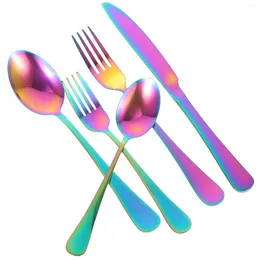 Plates Five Piece Set Tableware Scoop Dinner Spoons Forks Stainless Steel Delicate Cutlery Kit