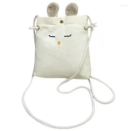 Shoulder Bags 2024 Mini Canvas Cute Ear Messenger Bag For Girl Bolsas Ladies Phone Purse Fashion Small Crossbody Women