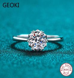 Cluster Rings Geoki Passed Diamond Test 1 CT Perfect Cut Good Clarity Moissanite Heart Around Stone Ring Women Silver Love Engagem9245583