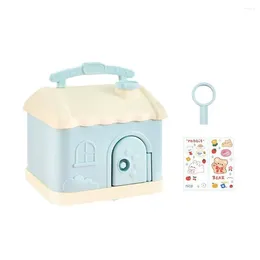 Storage Bottles Cute Piggy Bank Anime Cartoon Square Money Boxes With Lock And Key For Notes Children Xmas Gift Random Stickers