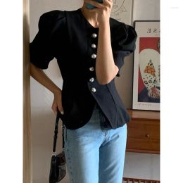Womens Jackets Summer Puff Sleeve Women Slim Pearl Buttons Elegant Shoer Tops Female White Solid Thin Coat Clothing Drop Delivery Appa Dheuf