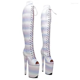 Dance Shoes Leecabe 23CM/9inches PU Upper Fashion Lady Open Toe High Heel Platform Pole Boots