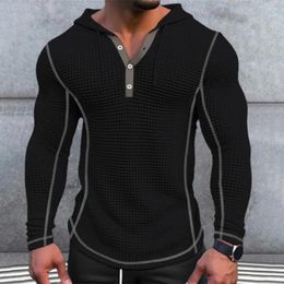 Men's Hoodies Men Polyester Hoodie Stylish Slim Fit Waffle Cotton With Button Closing For Comfortable Casual Wear Breathable