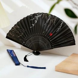 Decorative Figurines Handheld Folding Fan Chinese Vintage Bamboo Paper Fans For Use Lady Dance Lightweight Portable Hand With Tassel