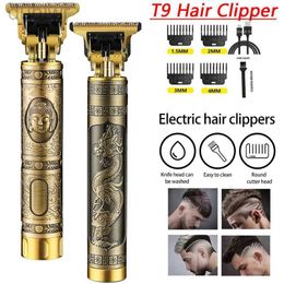 Electric Shavers 2023 NEW Vintage T9 Professional Hair cutting machine Clippers timmer Rechargeable Shaver Beard Trimmer Men 2442