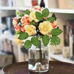 Decorative Flowers 100 Pcs Artificial Rose Leaves Simulation Plant Wedding Bouquet False Leaf Ornament Plastic Simulated