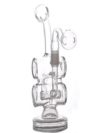 8 Inchs Mini Dab Rigs Glass Oil Rigs Recycler bong Double Barrel Percolator smoking Water pipe With 14mm Joint glass oil burner pi2478658