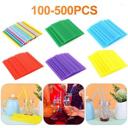 Disposable Cups Straws 100-500PCS 19cm Straight Straw Non-toxic Plastic Colourful For Cafe Wedding Birthday Party Bar Drink Accessory