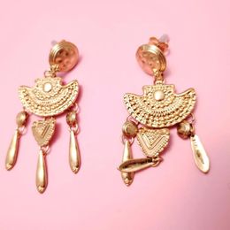 Dangle Earrings Vintage Gold Plated Zinc Alloy For Women Antique Finish Design Jewellery 2024 Trending Casual Party Vacation Wear