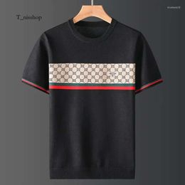 Men's T Shirts 2024 Plus Size Autumn Half Sleeve Sweater Mens Short T-shirt Bee Jacquard Embroidery Casual Line Top Large 600