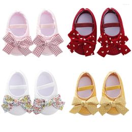 First Walkers 0-12M Baby Girls Flats With Infant Non-Slip Soft Sole Bowknot Shoes Born Princess Wedding Party Toddler