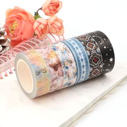 NEW 1pcs/Lot 15mm*10m Silver Foil Stars Floral Heart design Stirpes Classical butterfly Scrapbooking Masking Tape sticker