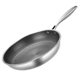 Pans Stainless Steel Non Stick Griddle Pan 30Cm Honeycomb Nonstick Flat Bottom Fry