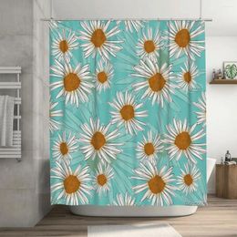 Shower Curtains Wild Daisies Flowers Blue - Boho Floral Curtain 72x72in With Hooks DIY Pattern Privacy Protection