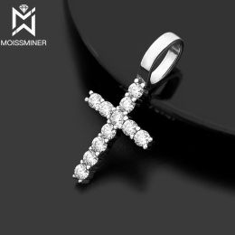 Necklaces Moissanite S925 Silver Classic Cross Pendants Necklace Real Diamond Iced Out Necklaces For Men Women Jewellery Pass Test Free Ship
