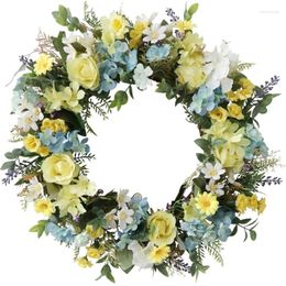 Decorative Flowers Hair Wreath Floral Headpiece With Ribbon Wedding Party Festival Accessory