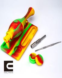 Silicone Nector Collector Kit silicone smoking pipe with titanium naisilicone base and containerstainless steel dabber NC Kits6371160