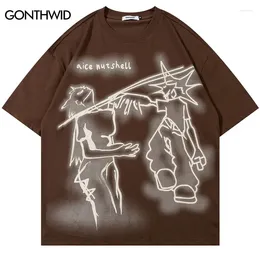 Men's T Shirts Harajuku Tshirt Grunge Hip Hop Cartoon Graphic Print Punk Gothic Streetwear T-Shirt 2024 Men Loose Oversized Short Sleeve