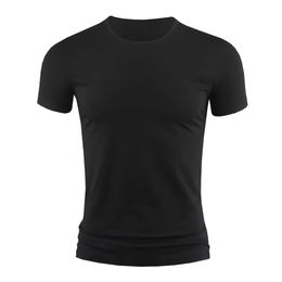 Summer Mens Short Sleeve TShirt Basic Plain Casual Gym Muscle Crew Neck Tshirts Slim Fit Tops Tee Clothing For Man 240321