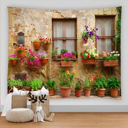 Tapestries Garden Flowers Rural Landscape Wall Hanging Idyllic Scenery Tapestry Cloth Beach Mat Flower Blanket Home Decoration