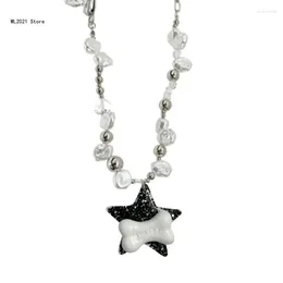 Pendant Necklaces Egirl Jewellery Cool Beads White Bone Necklace DIY Fashion Star Choker Y2K