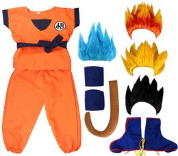 Anime Holiday Suits Son Goku Carnival anime Cosplay Costumes TopPantBeltTailwristerWig For Adult Kids H2208056757997