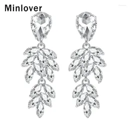Dangle Earrings Minlover Crystal Leaf Wedding Drop For Women 2024 Luxury Korean Rhinestone Bride Fashion Jewelry EH1088