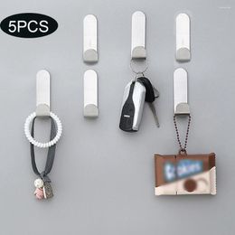 Hooks 5/1pcs Stainless Steel Punch-Free Wall Hook For Hanging Self Adhesive Key Hanger Strong Holder Home Storage Supplies