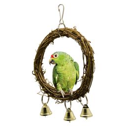 Small and medium-sized parrot toy Bell bite rattan weaving swing rattan ring swing