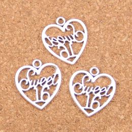 Charms 80Pcs Antique Sier Plated Bronze Heart Sweet 16 Pendant Diy Necklace Bracelet Bangle Findings 21X19Mm Drop Delivery Jewellery Com Dhttb