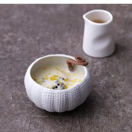 Bowls White Ceramic Spherical Bowl Alien Sea Urchin Imitation Oyster Shell Dish Restaurant Molecular Cuisine Creative Utensils