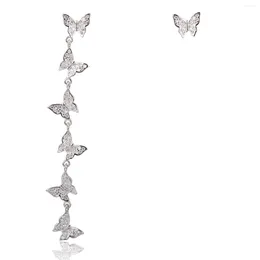 Dangle Earrings 925 Sterling Silver AB Style Sparkling Butterfly Pendant Drop Stud Earring Jewellery For Women