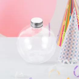 Vases 10 Pcs Transparent Spherical Bottle Clear Plastic Bottles Juice Light Bulb Milk Water Sealing Cold Carafe Drink With Lids