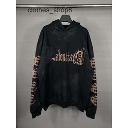 2024 Men Brand Sweaters Fashion Home Paris balencigs Mens Designer Hoodies Hoodie Sanskrit Letter Hand-painted Graffiti Wash Water Worn V6XC