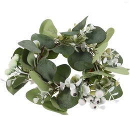 Decorative Flowers Artificial Plants Harvest Festival Ring Nordic Simulated Eucalyptus Leaf Berry Christmas Table Wreath Rings Hanging