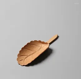 Tea Scoops 100pcs/lot 13 4.5cm Leaf Shape Handmade Carved Natual Bamboo Spoon SN3841