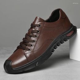 Casual Shoes Spring Genuine Leather For Men Sneakers Lace Up Driving Footwear Handmade Flats