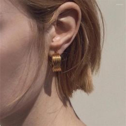 Stud Earrings French Advanced Metal Wide Plate Curved Irregular For Women's Fashion Design Banquet Light Luxury Trend