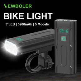 Lights NEWBOLER 1000 Lumen 3 LED Bicycle Lights For Night Riding USB Rechargeable Bike Light Front Headlight 5200mAh Battery Power Bank