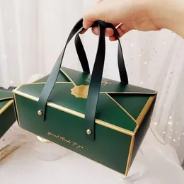 Gift Wrap 10pcs Gold Border Multi Colour Packaging Box Handle Boxs Bean Paste Cake Flower Tea Handheld Bag