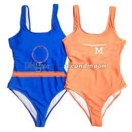 Sexy Backless Swimsuit Women Letters Print Swimwear Quick Drying Beachwear Designer High Waist Swimsuit