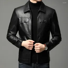 Men's Jackets Autumn And Winter Leather Coat Business Casual Lapel Sheepskin Jacket