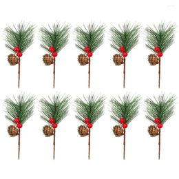 Decorative Flowers 10 Pcs Christmas Tree Decorations Vase Fake Berry Filler Twig Pendant For Plastic Faux Pine Picks Artificial